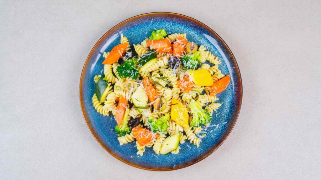 Grilled Veggie Tarragon With Olive Oil & Basil Fusilli (Vegan)