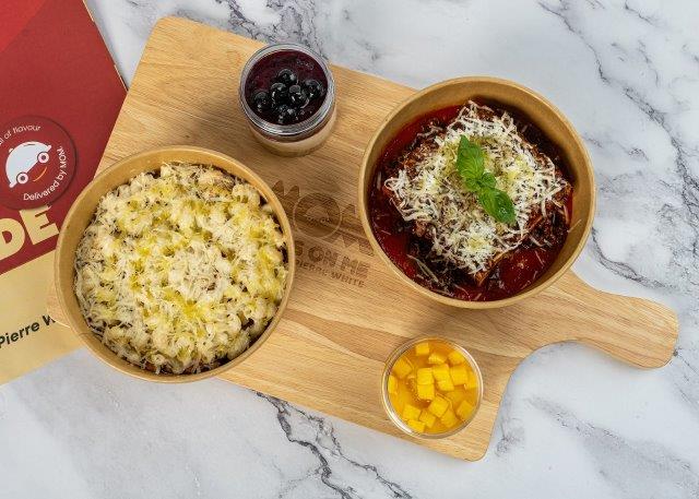 Classic Macaroni Cheese, Ragu of Braised Beef Bolognese Aged Parmesan,Aubergine parmigiana, ragu of braised beef with fresh rosemary, aged parmesan,Marco’s Hell’s Kitchen Blueberry Cheesecake,Marco’s Hell’s Kitchen Passionfruit And Orange Cheesecake